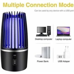 Lampe Anti Moustique, 2 En 1 Électrique Anti Moustique, 360 ° UV Tueur D'Insectes Électrique Lampe Anti Moustique Rechargeable Sûr Et Efficace Pour Camping Intérieur Extérieur Jardin Terrasse -Petit Électroménager 96110982 4
