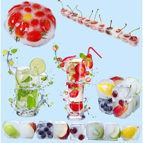 Accessoires Boisson Bac à Glaons 4 PCS Cubes à Glaons En Silicone Avec Couvercle Ice Cube Tray 14 Compartiments Pour Whisky, Cocktail, Boissons, Blanc + Bleu 6 Accessoires Boisson Bac à Glaons 4 PCS Cubes à Glaons En Silicone Avec Couvercle Ice Cube Tray 14 Compartiments Pour Whisky, Cocktail, Boissons, Blanc + Bleu – Image 4