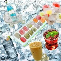 Accessoires Boisson Bac à Glaons 4 PCS Cubes à Glaons En Silicone Avec Couvercle Ice Cube Tray 14 Compartiments Pour Whisky, Cocktail, Boissons, Blanc + Bleu 11 Accessoires Boisson Bac à Glaons 4 PCS Cubes à Glaons En Silicone Avec Couvercle Ice Cube Tray 14 Compartiments Pour Whisky, Cocktail, Boissons, Blanc + Bleu -Petit Électroménager 96339821 5