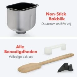 Générique KitchenBrothers Machine à Pain - 12 Programmes - Grand/Petit Pain - Kit De Cuisson Complet - Blanc/RVS 9 Générique KitchenBrothers Machine à Pain - 12 Programmes - Grand/Petit Pain - Kit De Cuisson Complet - Blanc/RVS -Petit Électroménager 96932211 3