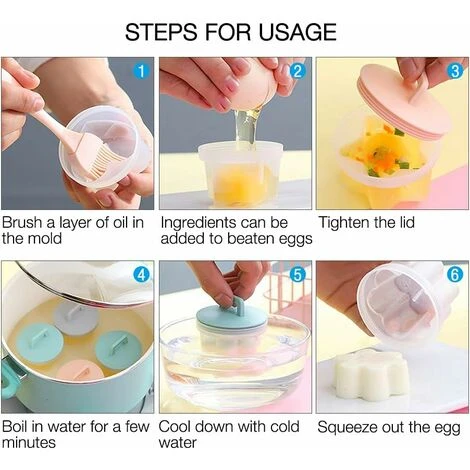 Lot De 4 Moules à œufs Cuits à La Vapeur En Silicone De Qualité Alimentaire Pour Bébé 6 Lot De 4 Moules à œufs Cuits à La Vapeur En Silicone De Qualité Alimentaire Pour Bébé – Image 4