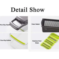 Hachoir à Légumes Mandoline Trancheuse Hachoir & Râpe 11 En 1 Trancheuse à Légumes Pomme De Terre Oignon Hachoir à Légumes Avec Récipient Gris -Petit Électroménager 97500528 5