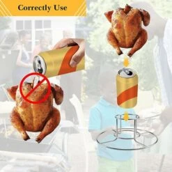 Support De Poulet En Canette De Bière, Support De Rôtissage De Poulet Et De Dinde Pour Fumoir Et Gril, Support De Poulet En Acier Inoxydable, Accessoires De Barbecue Lavables Au Lave-vaisselle -Petit Électroménager 97561188 4