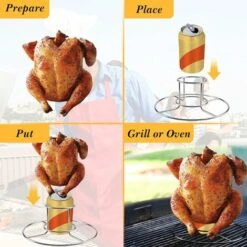 Support De Poulet En Canette De Bière, Support De Rôtissage De Poulet Et De Dinde Pour Fumoir Et Gril, Support De Poulet En Acier Inoxydable, Accessoires De Barbecue Lavables Au Lave-vaisselle -Petit Électroménager 97561188 5