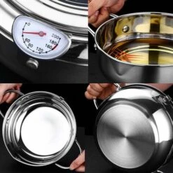 Friteuse Profonde En Acier Inoxydable De Style Japonais Avec Couvercle De Thermomètre Et égouttoir à Huile Poêle Antiadhésive Pour La Cuisine -Petit Électroménager 97635942 4