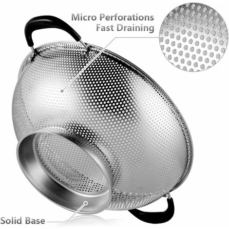 Passoire En Acier Inoxydable, Passoire Micro-perforée à Prise Facile De 5 Pintes, Passoire Avec Poignées Rivetées Et Résistantes à La Chaleur, Sans BPA. Idéal Pour Les Pates, Les Nouilles, Les Légumes 6 Passoire En Acier Inoxydable, Passoire Micro-perforée à Prise Facile De 5 Pintes, Passoire Avec Poignées Rivetées Et Résistantes à La Chaleur, Sans BPA. Idéal Pour Les Pates, Les Nouilles, Les Légumes – Image 4