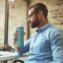 Bouteille D'eau Pliable De 600 Ml Bouteilles D'eau Portables En Silicone étanche Pour Voyage, Camping, Randonnée En Plein Air, Gris -Petit Électroménager 98091443 4