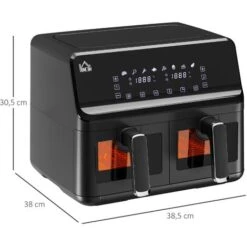 HOMCOM Friteuse à Air 2 Paniers 2500W 8L - Friteuse Sans Huile Multifonction 8 Programmes - Température Réglable - Timer 60 Min. - Noir 9 HOMCOM Friteuse à Air 2 Paniers 2500W 8L - Friteuse Sans Huile Multifonction 8 Programmes - Température Réglable - Timer 60 Min. - Noir -Petit Électroménager 98370520 3