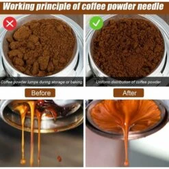 Outil De Distribution D'expresso, Agitateur Café Avec Goupille En Acier Inoxydable, 5 Aiguilles De 0.4 Mm, Agitateur De Poudre D'expresso Pour Moudre Le Café (Noir) -Petit Électroménager 98372216 5