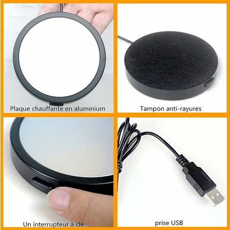 LECHUANG Chauffe Tasse De Café,USBdessous De Verre Chauffant électrique,Chauffe-théières,fournit Une Température Constante Pour Le Café, Le Lait Et Les Boissons Au Bureau Et à La Maison 7 LECHUANG Chauffe Tasse De Café,USBdessous De Verre Chauffant électrique,Chauffe-théières,fournit Une Température Constante Pour Le Café, Le Lait Et Les Boissons Au Bureau Et à La Maison – Image 5