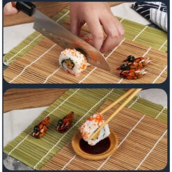 Kit De Fabrication De Sushis 12 Pièces, Machine à Sushi Bazooka Tout-en-un Avec Rideau à Sushi, Moule à Sushi, Couteau à Sushi, Couteau à Beurre, Baguettes, Repose-baguettes, Cuillère, Couteau En Bamb -Petit Électroménager 98636365 4